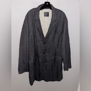Men’s LANEUS Made In Italy Size 52 Gray Linen Blend ButtonUp Lined Blazer Jacket